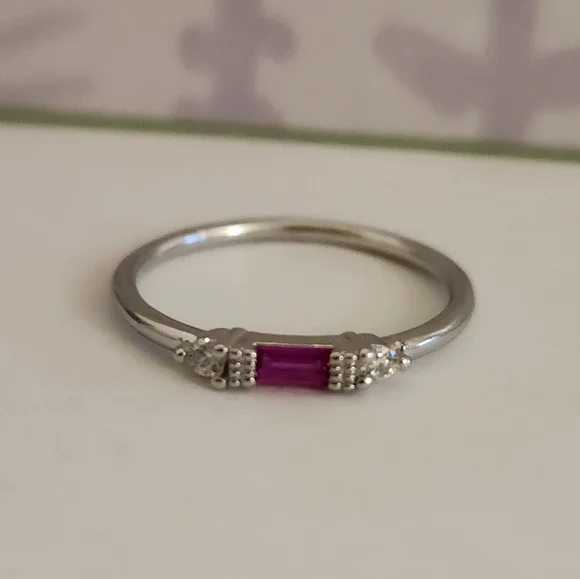 New 925 Silver Ruby Diamond Band Stacking Ring for Women - Picture 10 of 13